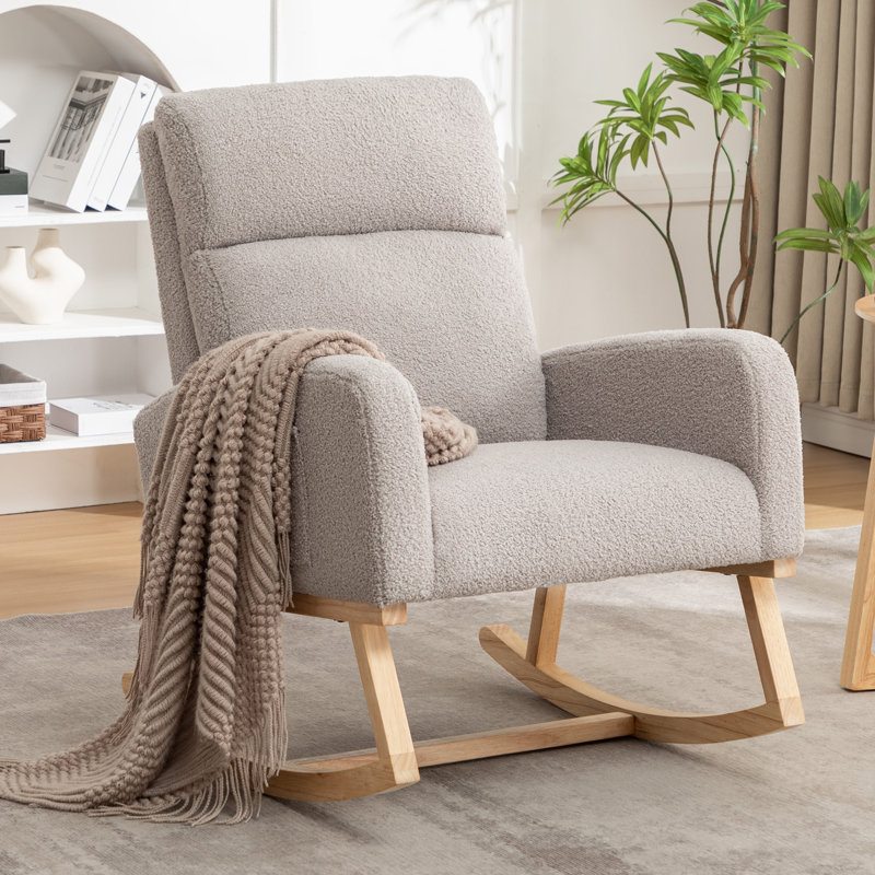 Fauteuil à bascule en bois massif, Gris clair