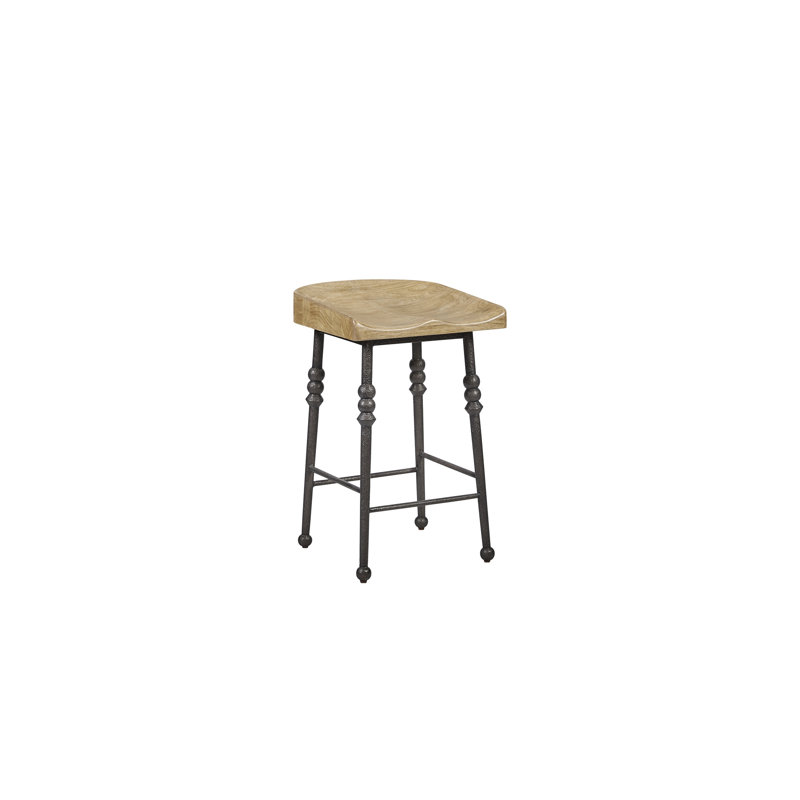 Tabouret à hauteur de comptoir en forme de selle de cajou avec placages Siège industriel à base en métal pour îlot de cuisine