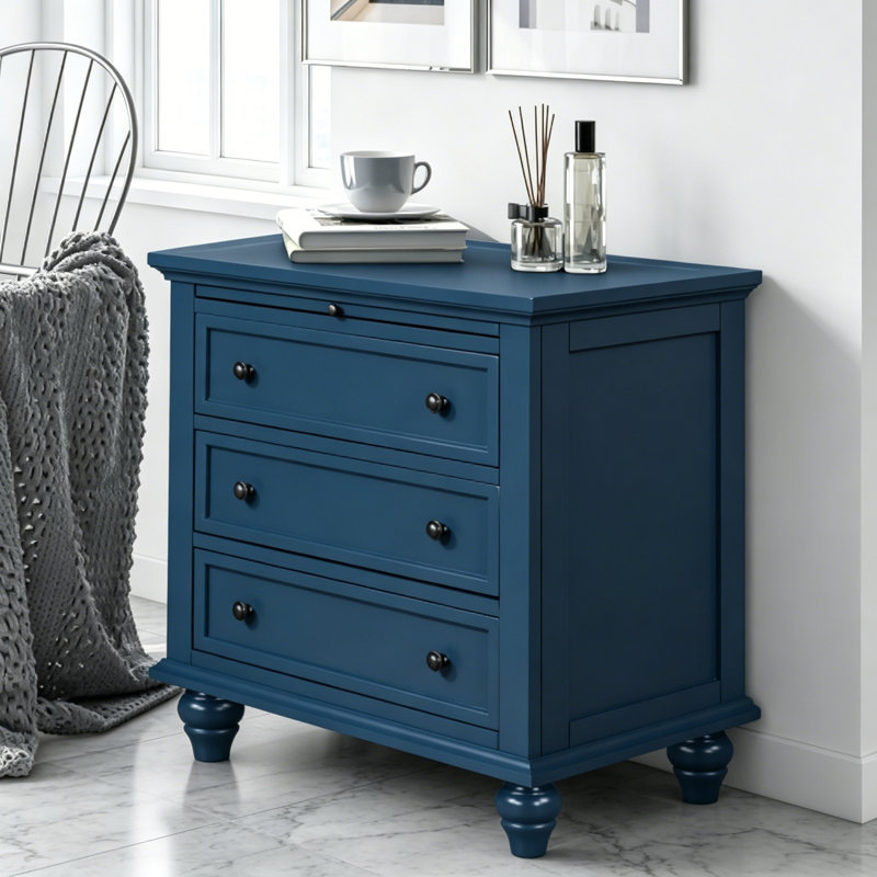 3-Drawer Storage Wood Cabinet With Pull-out Tray,Nightstand