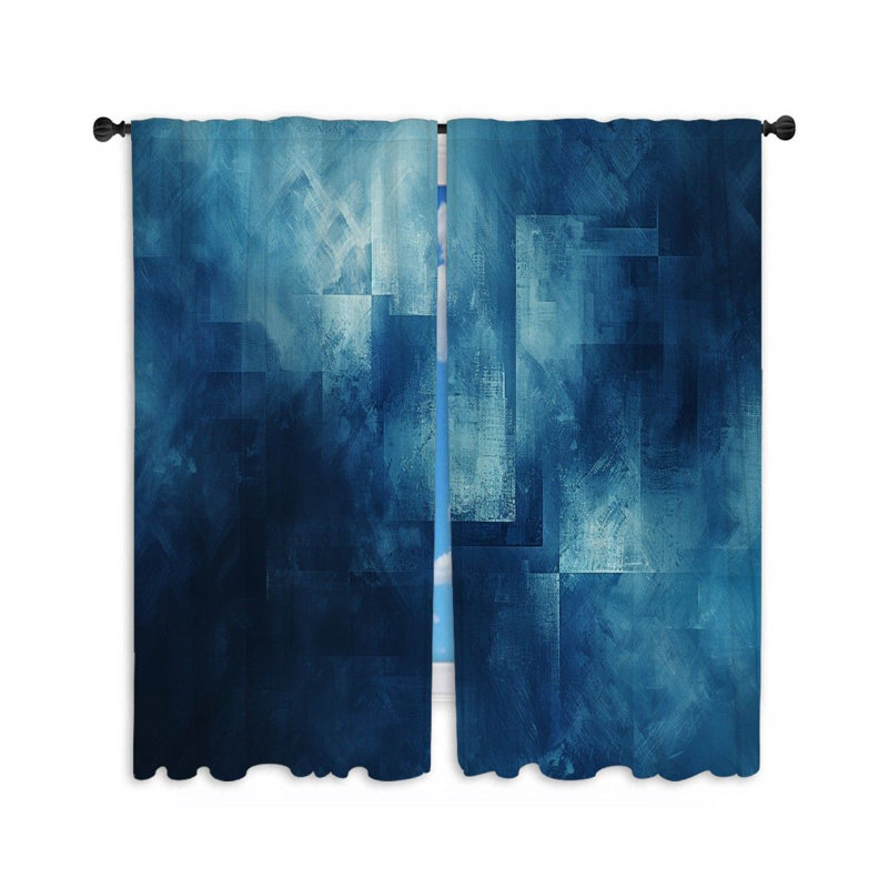 Abstract Art Square Room Darkening Curtain Pair, 20" W x 84" L