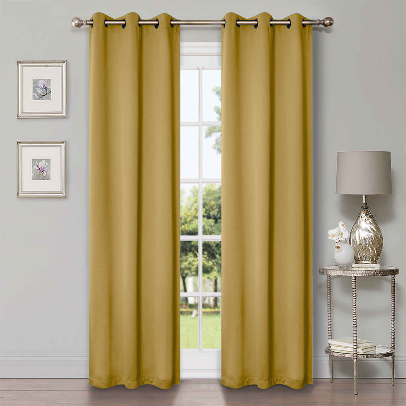 Paire de rideaux obscurcissant avec œillets Millendon, L 42 po x L 108 po, Jaune et moutarde