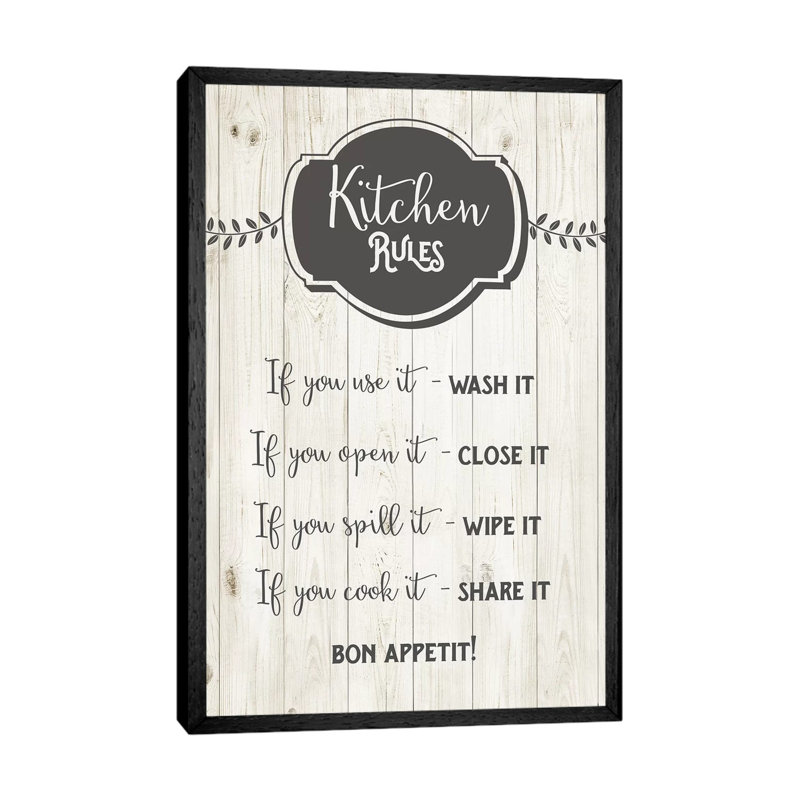 Kitchen Rules by Amanda Murray - Print on Canvas, Black Framed, 101.6cm H x 66.04cm W x 3.81cm D