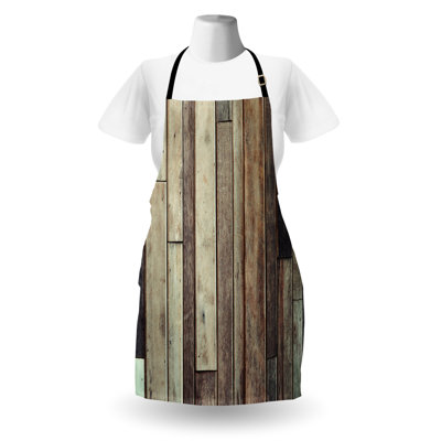 East Urban Home Wooden Print Apron Unisex, American Western Style, Adult Size, Brown