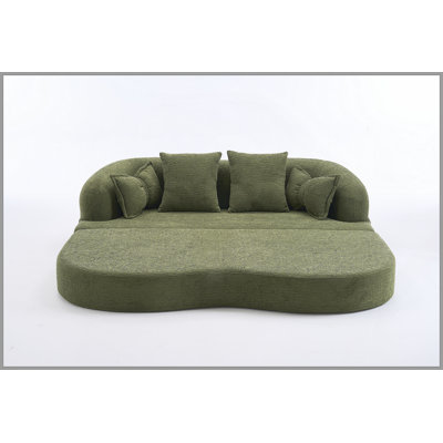 Canapé-lit 2 en 1 pliable, canapé-lit convertible pliable sans os de 70 pouces, 4 coussins pour le salon, vert