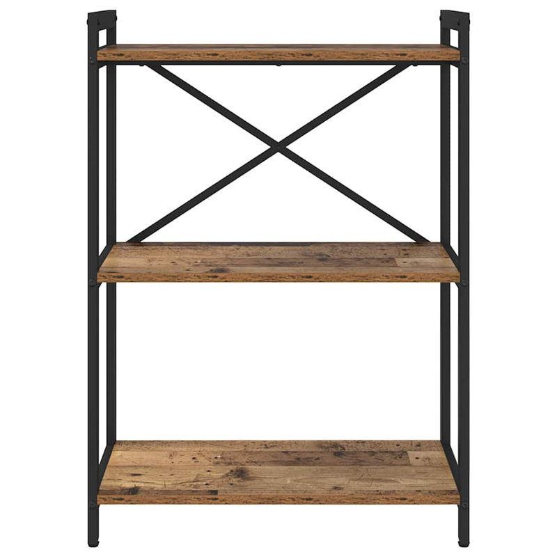 Steel Bookcase, Brown, (3 Shelves) 83cm H x 60cm W x 30cm D
