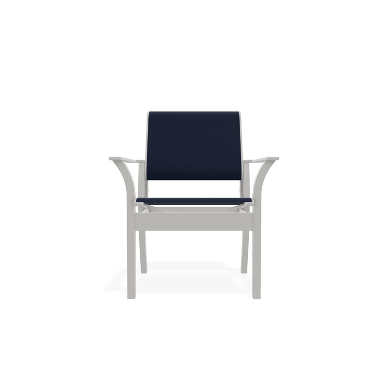 Leeward Outdoor Dining Chair, Snow, Navy 13D Sunbrella®
