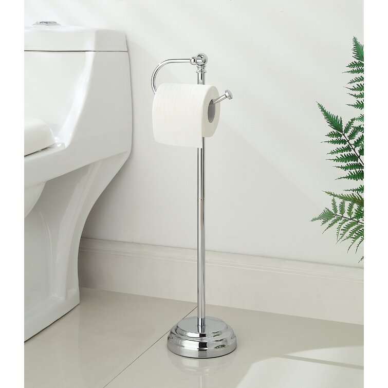 mDesign Classico Steel Free Standing 3-Roll Toilet Paper Holder Stand and  Dispenser - Satin