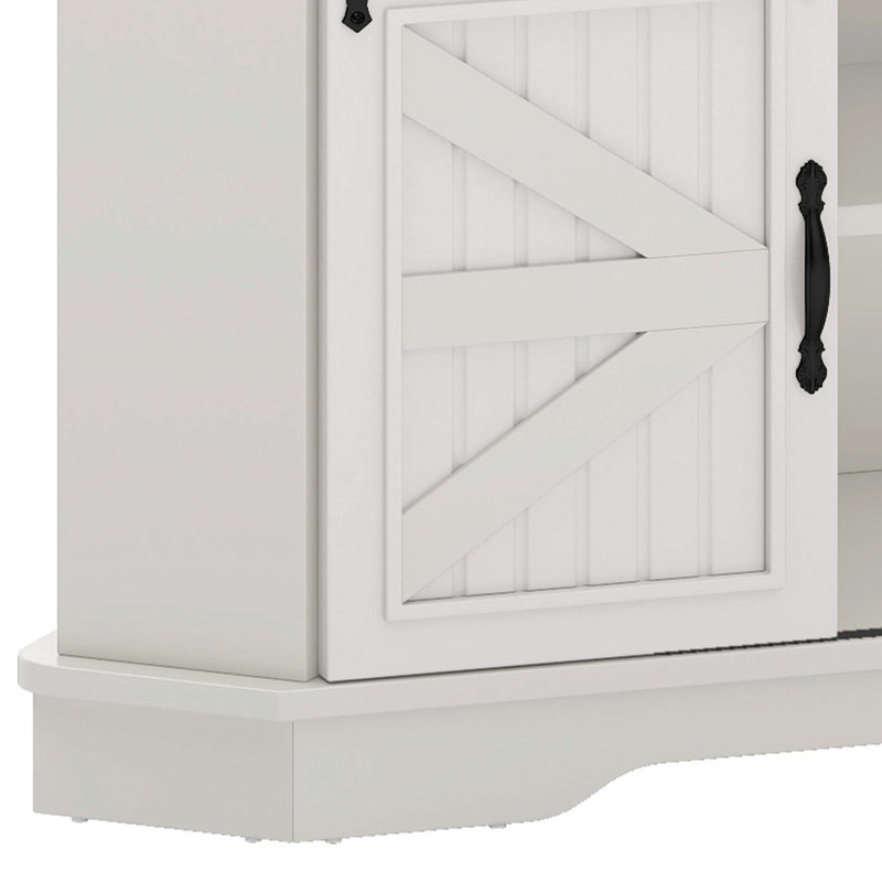 63"W  Corner TV Stand With Mount For 70" TV, White
