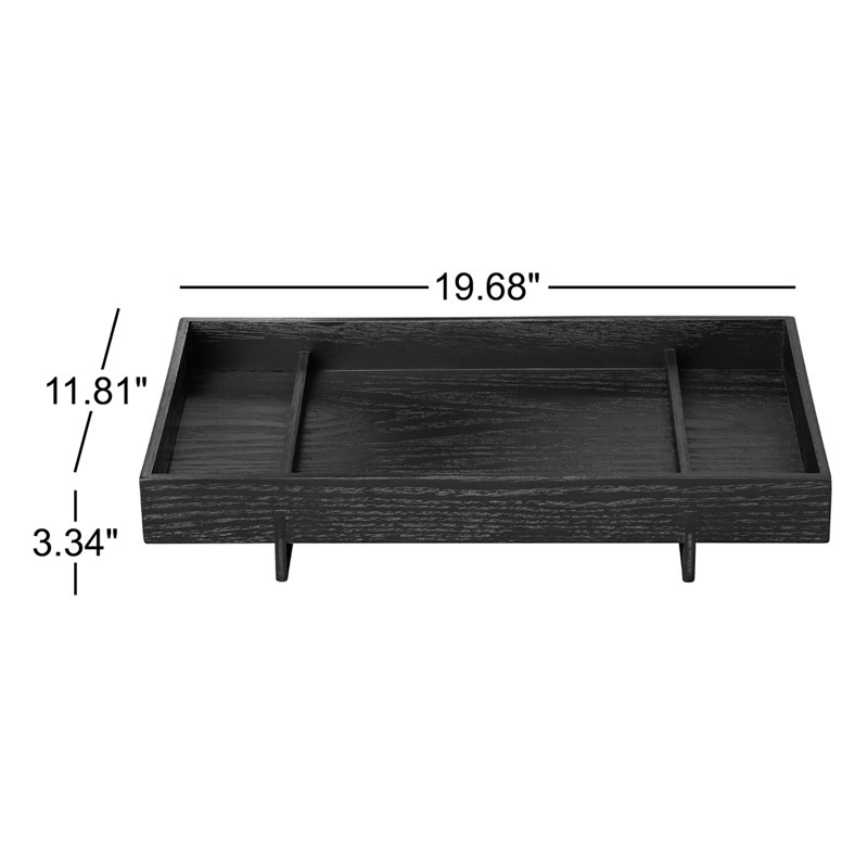 Abento Hardwood Serving Tray, 3.34" H x 19.68" W x 11.81" D, Black