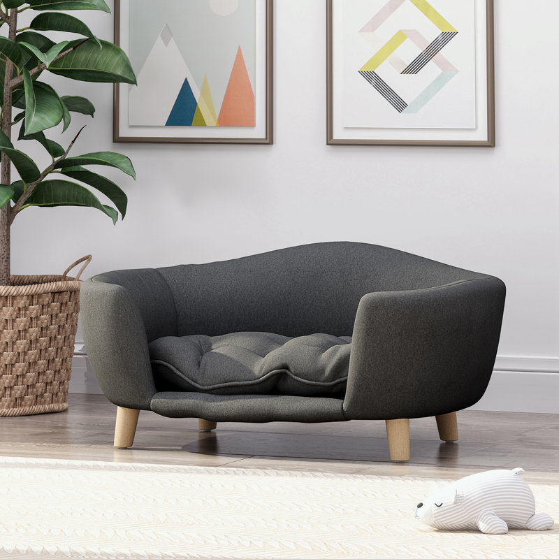 Canapé moderne rembourré avec pieds robustes, Mélange de polyester gris foncé