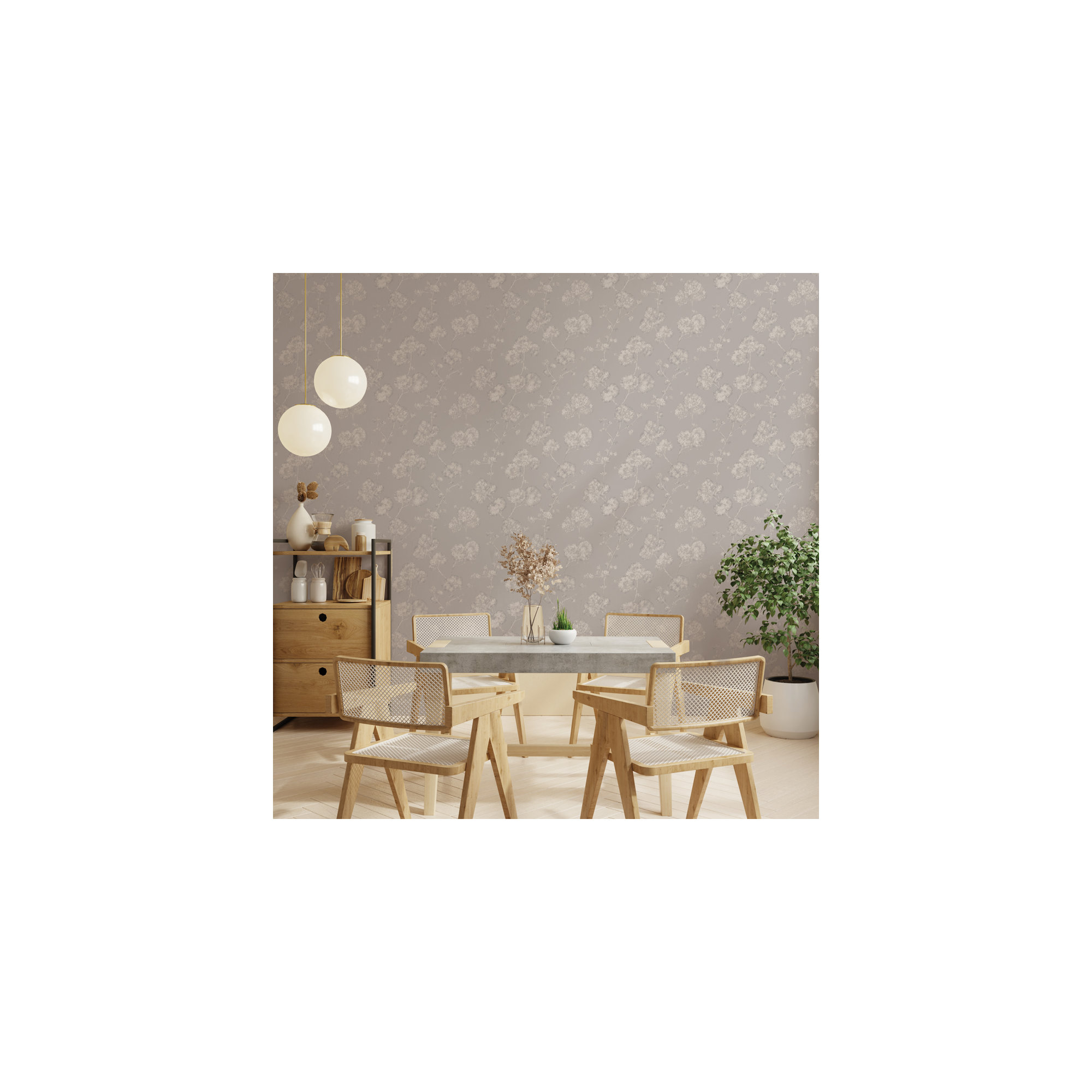 Sun-Bleached Floral Peel and Stick Wallpaper, Powder Gray