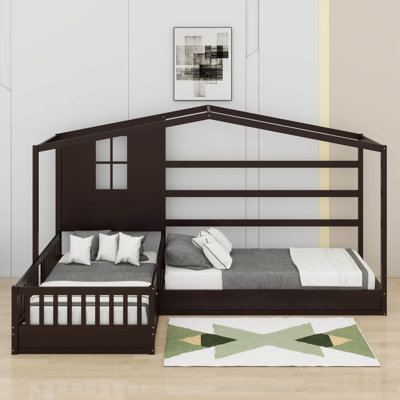 Lit simple en bois avec clôture