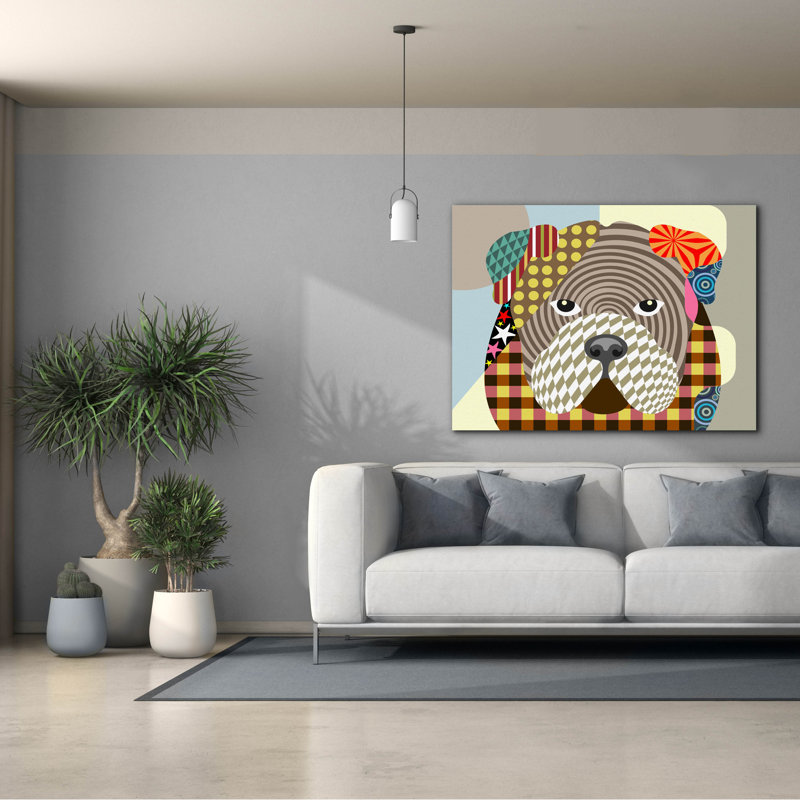 «English Bulldog» par Lanre Adefioyue, H 40 po x l 54 po x P 1,5 po
