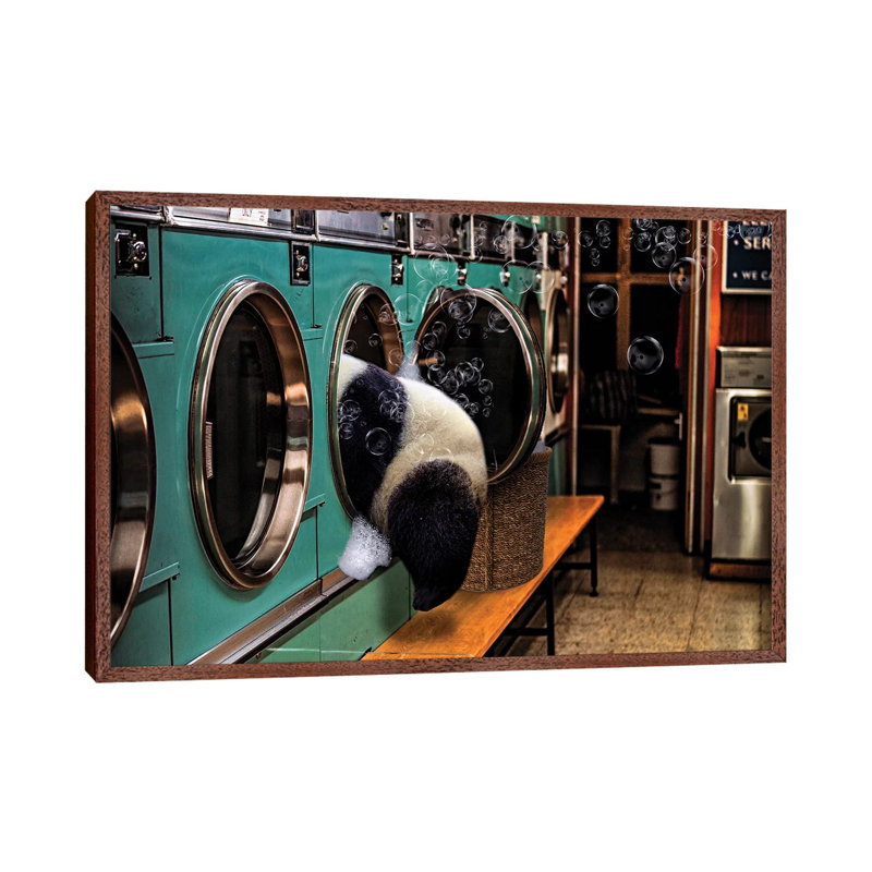 Laundry Day by Karen Cantuq - Print on Canvas, 45.72cm H x 66.04cm W x 3.81cm D, Classic Brown Wood Framed