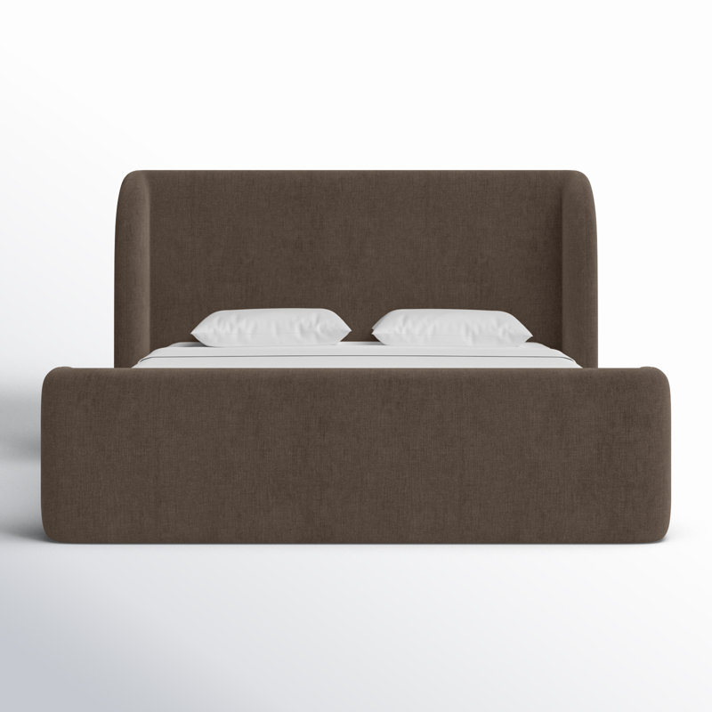 SOPHIA Upholstered Wingback Storage Bed, King, Dark Brown