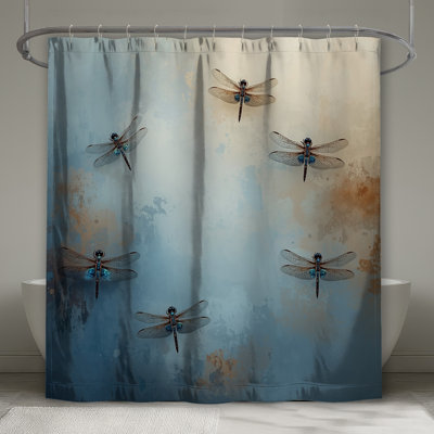 Rideaux de douche libellules sur fond texturé extra long
