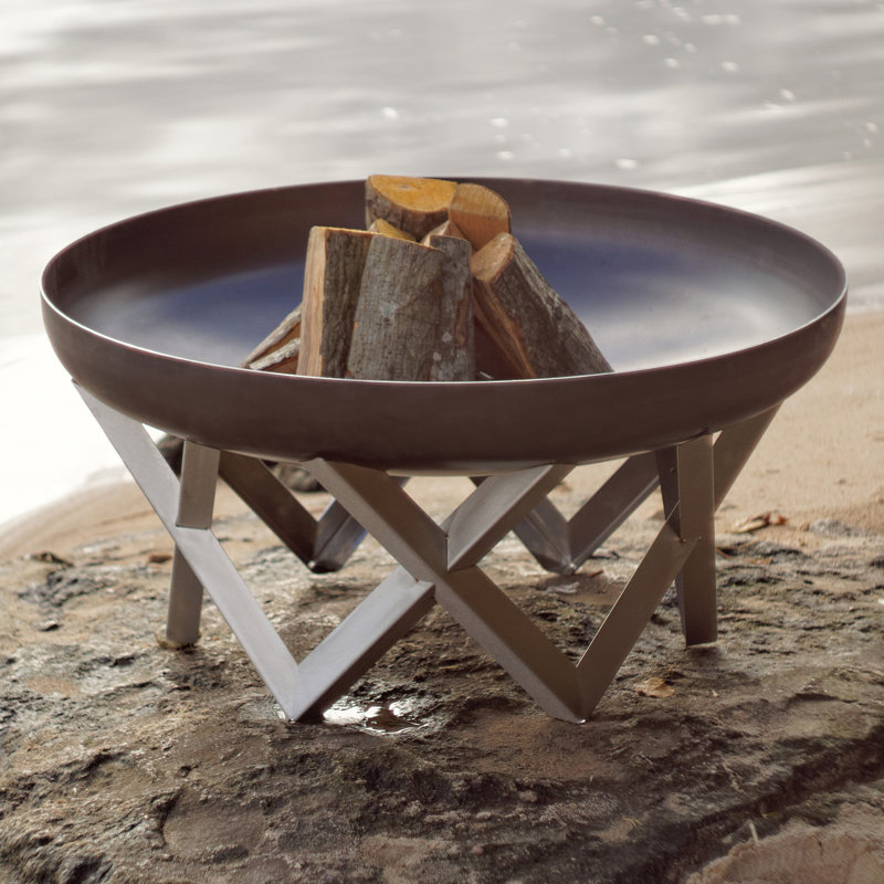 Corsica Round Stainless Steel Wood Burning Fire Pit, 18" H x 38" W x 38" D