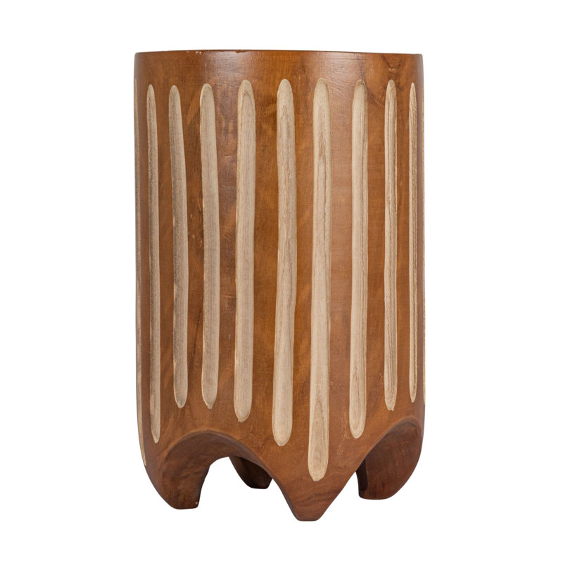 Table d'appoint en bois sculpté à la main, Noyer rayé
