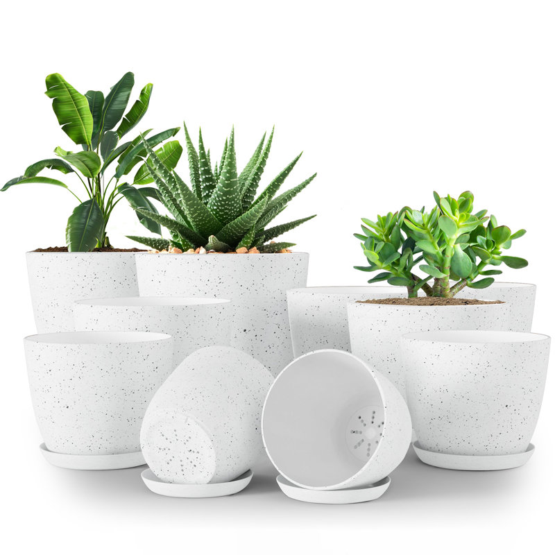 Plant Pots Indoor with Drainage, Spotty Gray