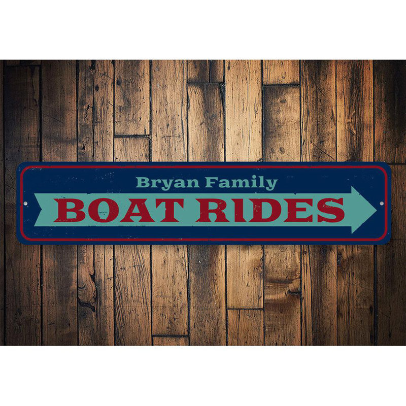 Enseigne en bateau flèches en aluminium, H 6 po x l 24 po x P 0,06 po