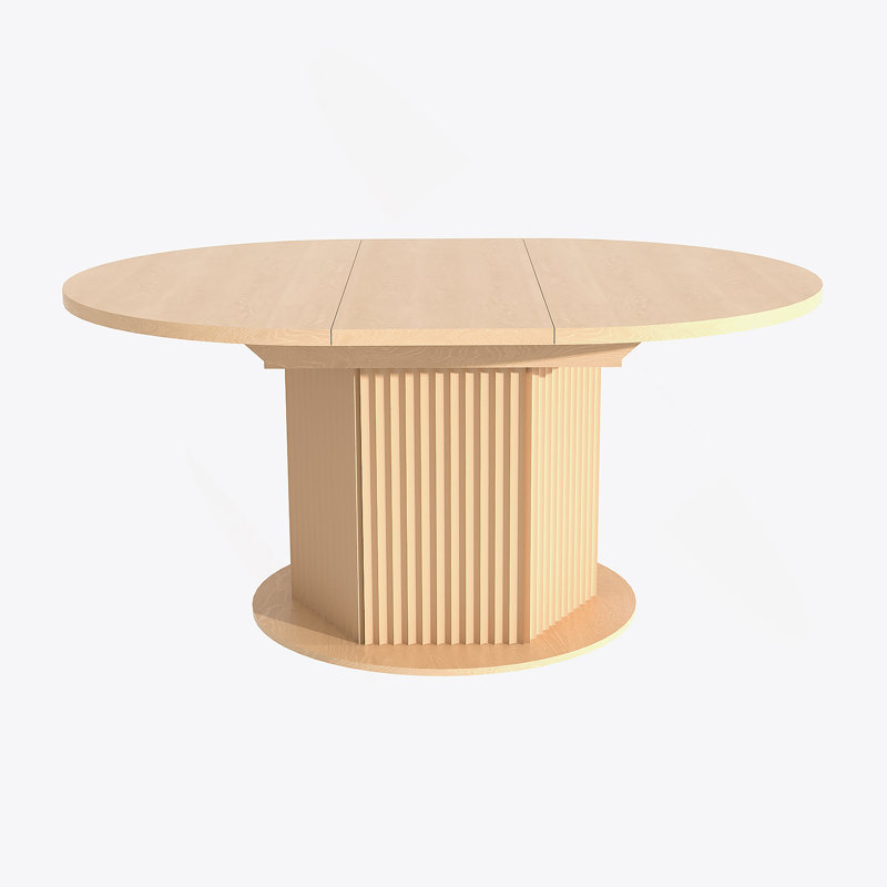 Round Dining Table For 4-6 People,  Kitchen Table With Bump Texture Base, Wooden Dinner Table For Dining Room Family Gathering