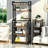 6-Tier Over The Toilet Shelf With Storage Cart, Farmhouse Bathroom Organizer Rack With 6 Hooks, Freestanding Space-Saving Toilet Shelf Rack For Bathroom, Bedroom, Kitchen, Laundry