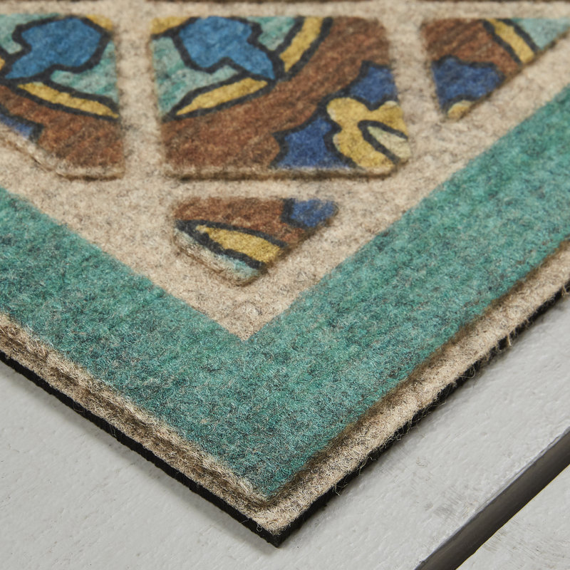 Tapis d'extérieur antidérapant Ramonita, Teal