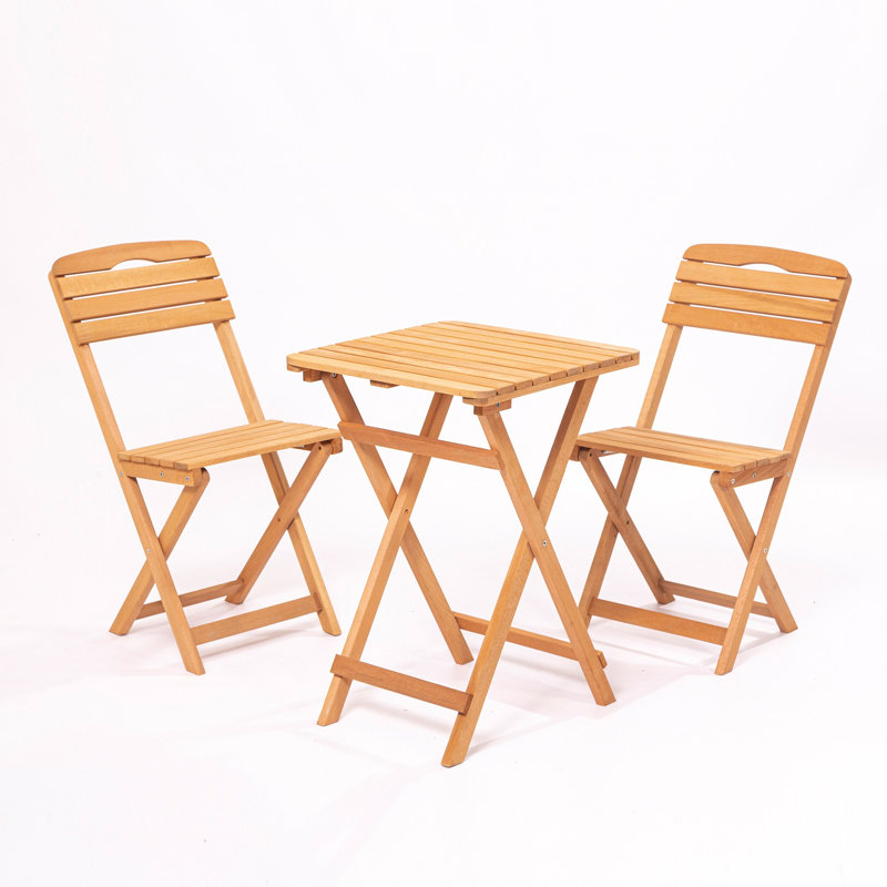 Ensemble de table et chaises de jardin rustique (3 pièces), bois de hêtre brun, table: 19,7 po x 28,3 po x 19,7 po | Chaises: 15,7 po x 31,9 po x 11,8 po | Sans vernis, conservateur à base d'eau, parfait pour les espaces repas et détente en plein air