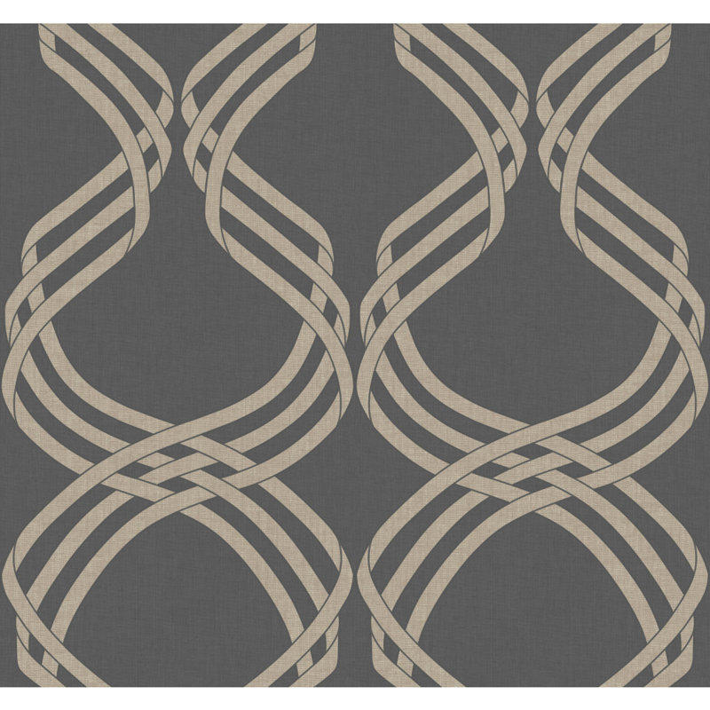 Rouleau de papier peint l 27 po x l 27 po poway dante ribbon, Gris anthracite / lueur