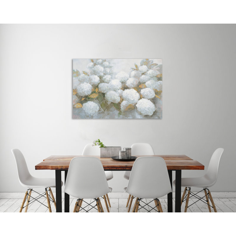 «Annabelle Hydrangeas Blue Grey Crop», toile tendue par Julia Purinton, H 20 po x l 30 po x P 1,5 po