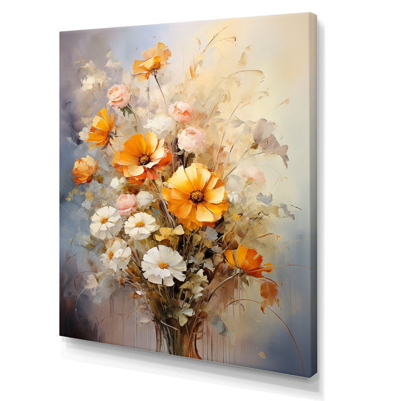 «Darb Beige Sunflowers», impression romantique sur toile, H 20 po x l 12 po x P 1 po, Toile tendue