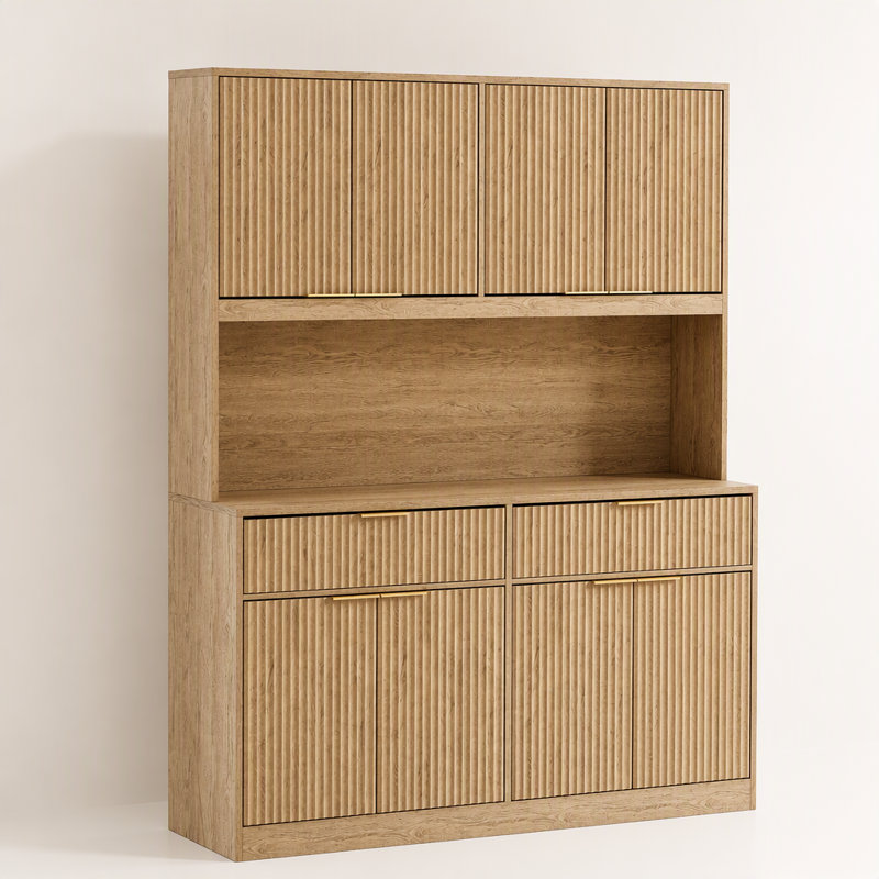 Cabinet de rangement moderne et multifonctionnel avec prise de courant et comptoir ouvert pour des besoins d'organisation polyvalents