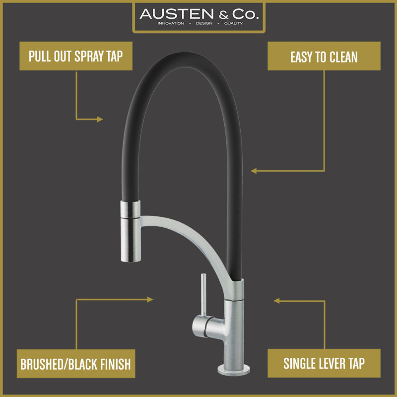 AUSTEN & Co. Kitchen Faucet, Brushed/Black