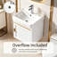 Ensemble de meuble-lavabo mural avec lavabo et robinet en céramique, système de drainage complet, conception peu encombrante pour les petites salles de bain