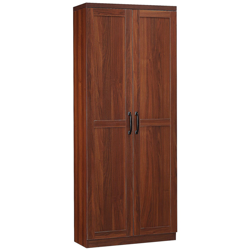Armoire de rangement autoportante 63 po à 2 portes avec tablettes à 5 niveaux et 2 tablettes réglables pour la salle à manger, brun