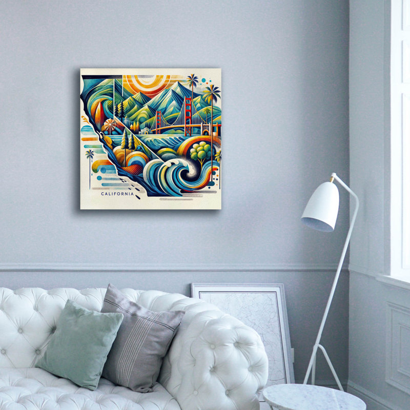 «California Abstract» par Rey Klimt, art mural sur toile, H 37 po x l 37 po x P 1,5 po