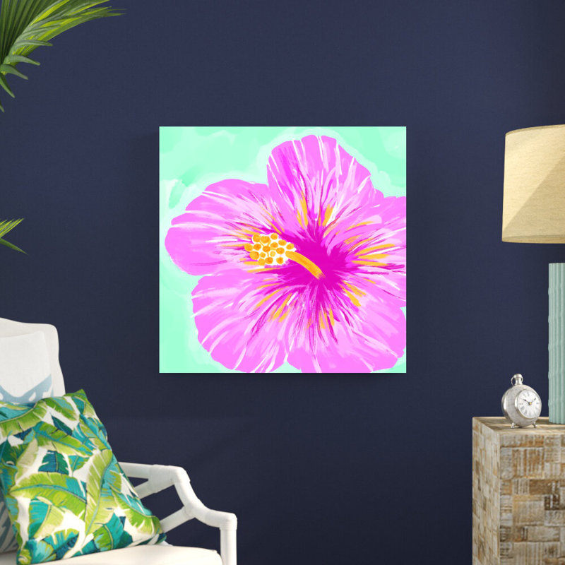 Hibiscus d'Hawaï - peinture sur toile tendue, H 30 po x l 30 po