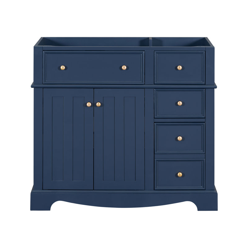 Armoire de salle de bain autoportante de style moderne, armoire de rangement à structure en bois avec tiroirs et tablette réglable