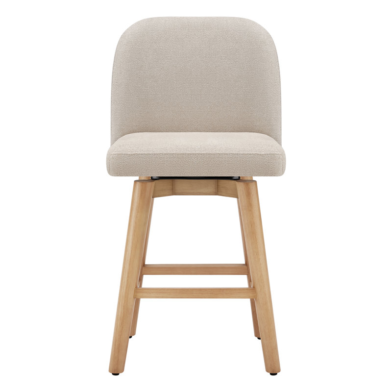 Becki Owens for Joss & Main Upholstered Swivel Counter Height Bar Stool with Solid Wood legs