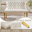 Ensemble de salle à manger rectangulaire de luxe en verre avec 4 à 6 chaises et banc capitonnés en velours et garniture cloutée.-618566947-618566945-618566952