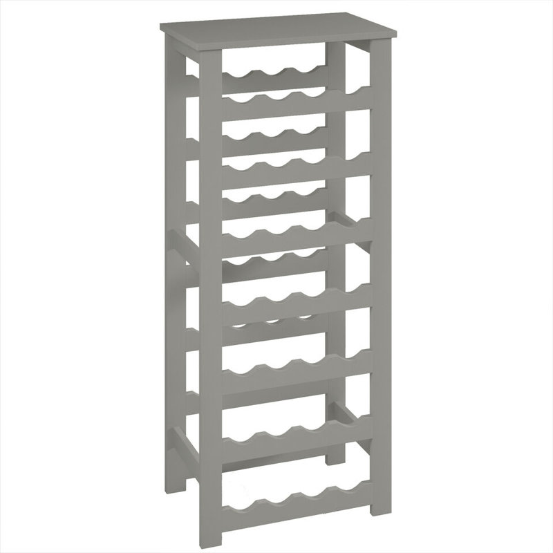 Abderahmane Solid Wood Freestanding Wine Bottle Rack, Grey