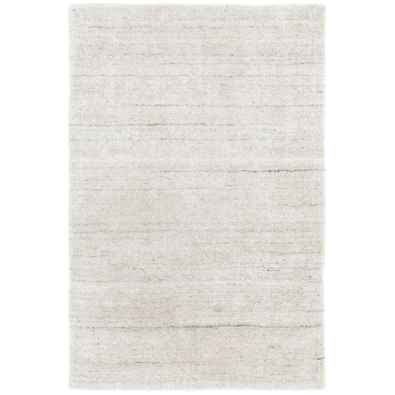 Icelandia White Hand Knotted Viscose Rug, Runner 2'6" x 8'