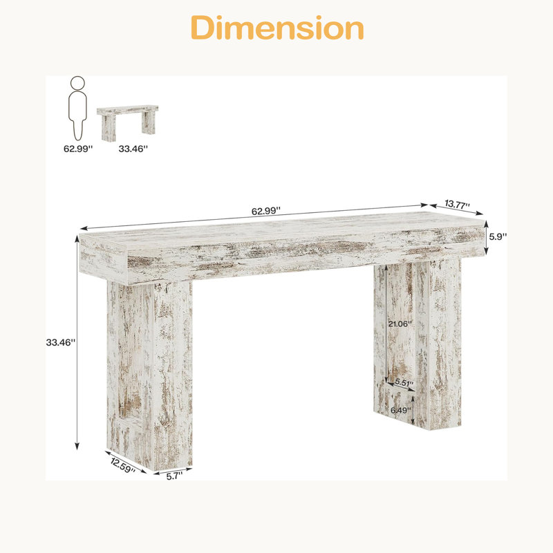 Stable TV Stand,Elegant Console Table,Wooden Side Table, Vintage White