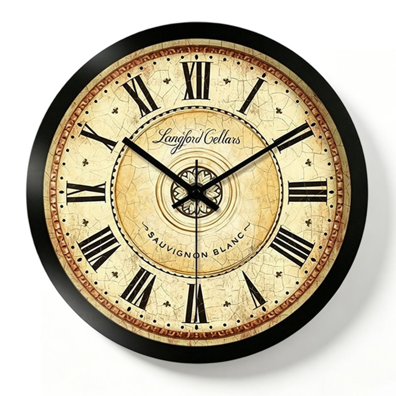 Horloge murale ronde vintage noire, Médium