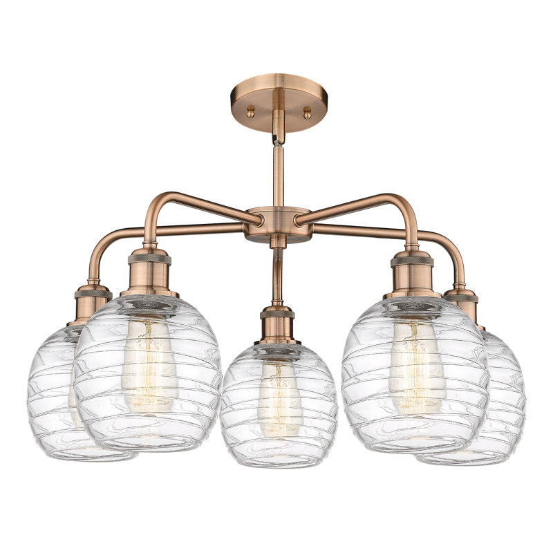 Lustre sphérique à 5 lumières Alve, Cuivre antique