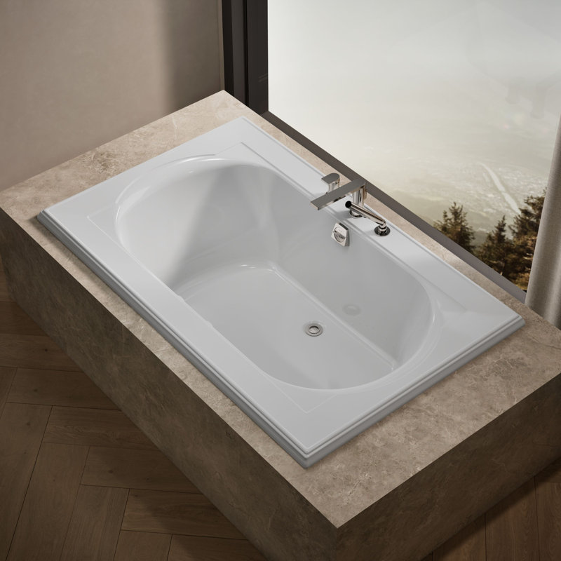 Memoirs 66-In X 42-In Heated Bubblemassage Air Bath With Bask And Center Rear Drain, White