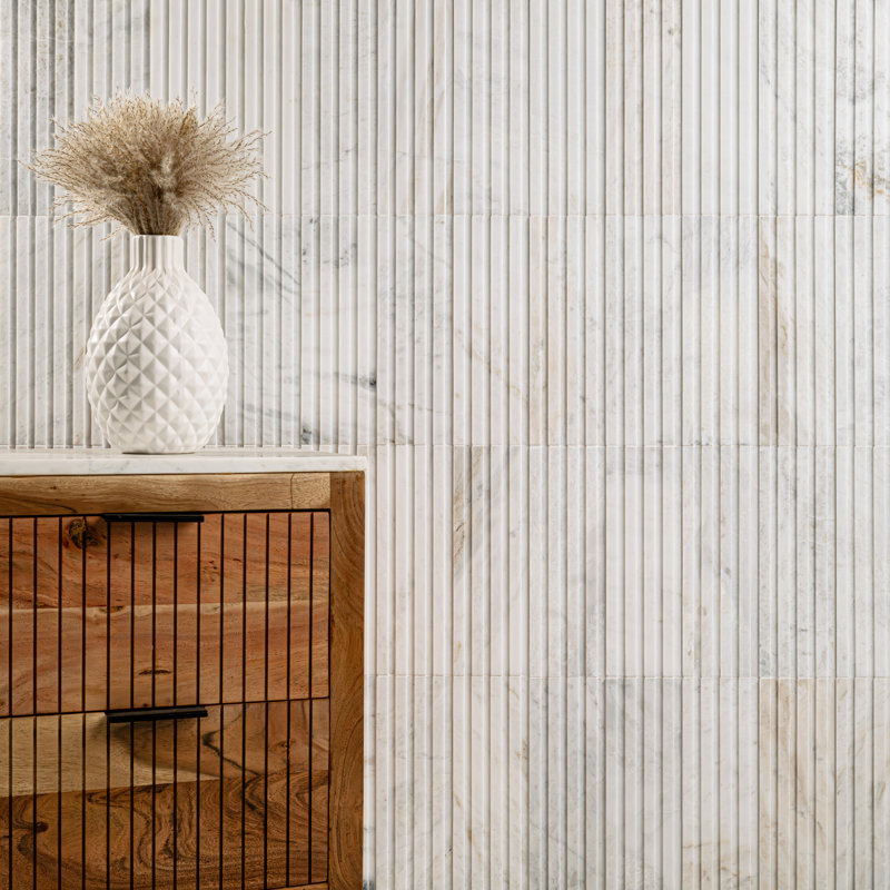 Castella de Blanc 4 in. x 12 in. Honed Marble Wall Tile