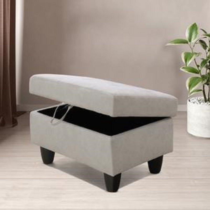 Repose-pieds rembourré en tissu Luigia, Tissu gris