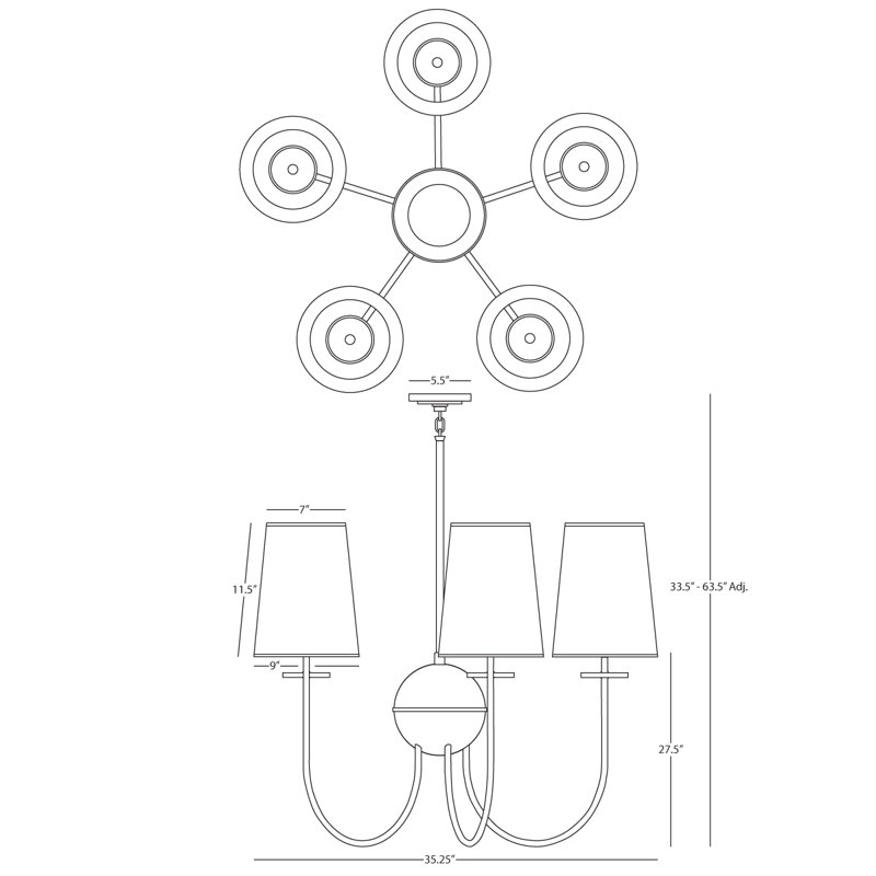 Fineas 5 - Light Chandelier, Ascot White