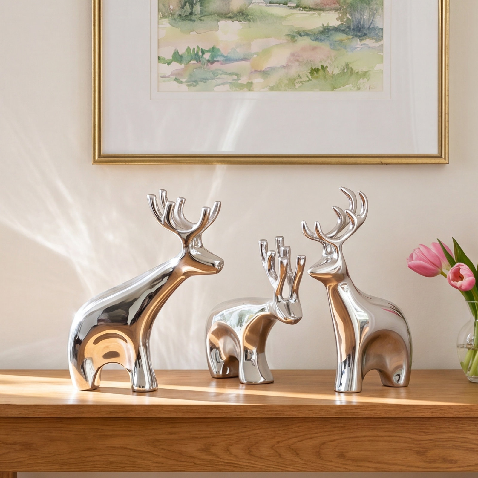 Holiday Gifts Miniature Reindeer Set, 4.25" H x 3.5" W x 2" D